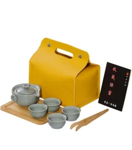 10 pc Chinese Ceramic Traveling Kung Fu Tea Set Portable Teacup Set Tea - Picture 1 of 17