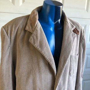 Vintage Eddie Bauer Corduroy Sports Coat 44 Tan Blazer Elbow Patches Academia - Picture 1 of 24