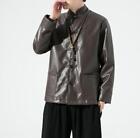 Neu Herren Chinesisch Kunstleder Tang Anzug Mantel Kung Fu Tai Chi Wing Chun Jacke 