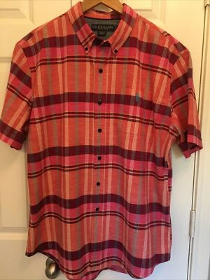 US Polo Assn. Sz XL Basic Button Down SS Pink Plaid EUC! - Image 1 of 4
