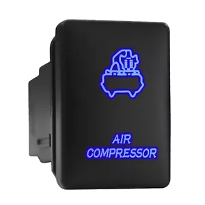 AIR COMPRESSOR Blue Backlit Switch Short Push Button 1.28"x 0.87" (Fit: Toyota) - Picture 1 of 6