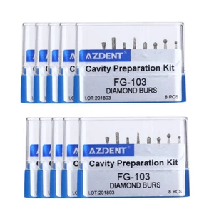 8pcs/kit AZDENT Dental Diamond Burs Cavity Preparation kit FG-103 Blue - Picture 1 of 6