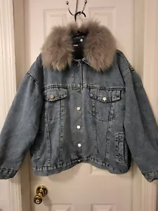 Beibei Jean Jacket Fur Coller Size XXL - Picture 1 of 12