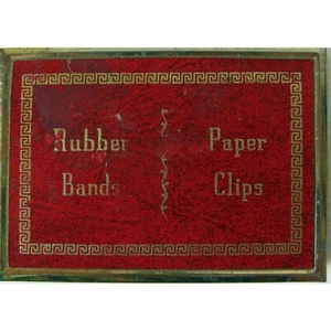 Vintage Team Line Storage Box Rubber Bands Paper Clips Hinged Lid 2 Sections - Picture 1 of 8