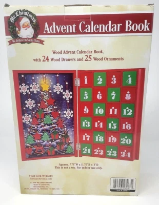 New - Wooden Advent Calendar with Drawers and Ornaments - Heirloom - Image 1 of 4
