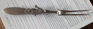 Georg Jensen Denmark, Cactus Sterling & Stainless 10-3/4" Roast Holder Fork - Picture 1 of 6