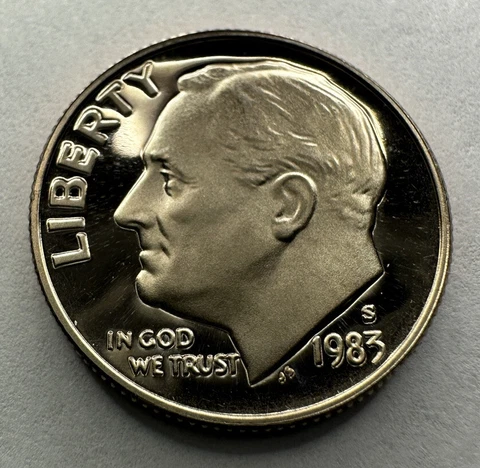 1983-S Proof Roosevelt Dime 10cent Coin from US Mint Proof Set Cover