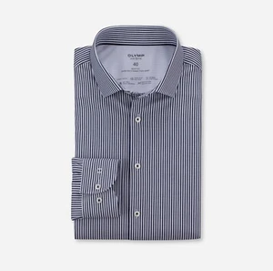 Olymp Level Five 24/Seven Hemd Gr. 41 NEU Body Fit Weiß Schwarz Gestreift Anzug - Bild 1 von 3