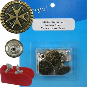 Botones tack de jean de repuesto de 17 mm sin costura (BSA25T8) 6 quilates con herramienta - Imagen 1 de 3