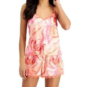 INC 2 Pc set Small Cami Top & shorts Pink Floral Sleepware Pajamas Lace Trim NWT - Picture 1 of 7