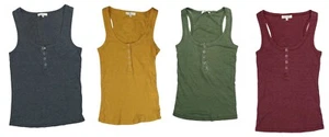 Ultra Flirt geripptes Strick ärmellos Druckknopf Henley Stil Junior Tank Top neu mit Etikett - Bild 1 von 5