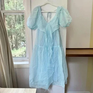 Nuevo Vestido Free People Hailey Midi Manga Abullonada Azul Talla 6 - Imagen 1 de 14