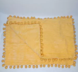 Yellow Pom Pom Ribbed Velour 20" x 12" Rectangle Pillowcase Set Of 2 - Picture 1 of 7