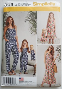 Simplicity 8146 Child & Misses Overall, Sommerkleid & 18" Puppenkleidung ungeschnitten - Bild 1 von 6
