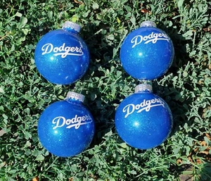 Los Angeles Dodgers Christmas Glitter Ornaments Set Of 4 - Picture 1 of 1