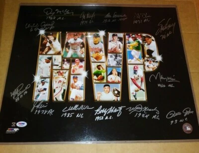 MLB AL NL MVPs Signed 16x20 Photo Pete Rose Mike Schmidt Bobby Shantz Jim Rice  - Image 1 of 4