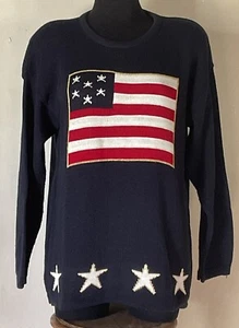 Vintage Red White and Blue Sweater Made in the USA-Norton McNaughton Size Large - Picture 1 of 10