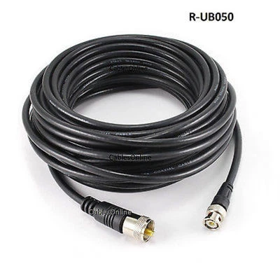 50ft RG8x Coax UHF (PL259) Male BNC Male Plug 50 ohm Antenna Ham Radio Cable - Image 1 of 4