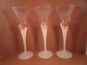 Vintage Mikasa Palladium Frosted Pink Tulip 3er Set Wasserkelche Gläser - Bild 1 von 7