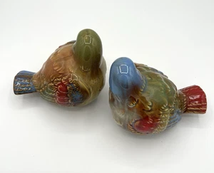Vintage Keramik fette mollige Vogel Figuren - rot blau grün braun - Bild 1 von 6