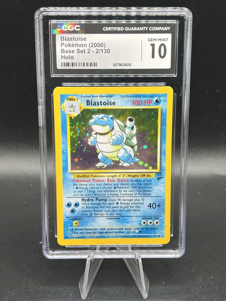 Pokemon Blastoise Base Set 2 Holo Rare # 2/130  CGC 10 Gem Mint - Image 1 of 2