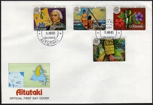 Aitutaki 276-279 FDC. Michel 445-447. Commonwealth Day 1983.Bananas,Canoe,Bligh, - Picture 1 of 1