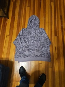 American Eagle Hoodie Women's XL Purple Gray Leopard Print Cozy Soft Girl Unisex - Picture 1 of 6