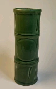 "Florero vaso de cerámica de bambú Tiki verde MCM Libbey, 7,5""" - Imagen 1 de 7