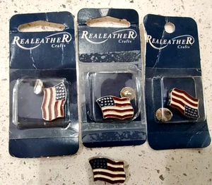 Lote de 4 Conchos Bandera Americana Realeather Tornillo Esmaltado - Imagen 1 de 3