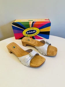 Dr Scholls Women Size 10 M Exercise Clog Sandal White Smooth Leather Slide New - Picture 1 of 11