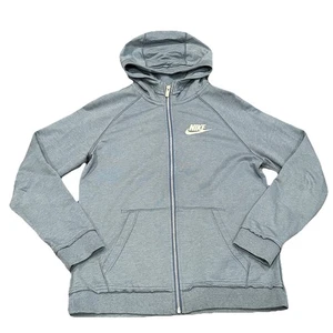 Nike Women’s Lightweight Cotton Full Zip Hoodie Size XL Light Blue Logo - Picture 1 of 9