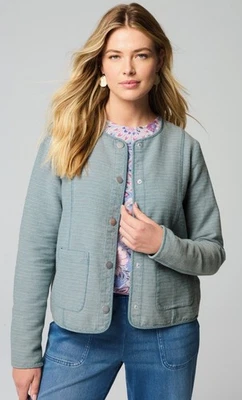 Jaqueta de bolso nova com etiquetas Jill Pure Jill Indigo Patch XL algodão frente de pressão MSRP $129 - Imagem 1 de 4