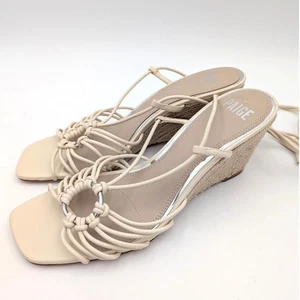 PAIGE Sierra Leather Ring Espadrilles Wedge Sandal Women's Bone Size US10 EU41 - Picture 1 of 10