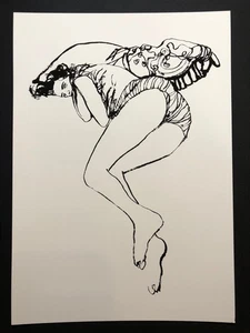 BAUDOIN FEMME ALLONGÉE TIRAGE FORMAT A4 PAPIER TEXTURÉ - Picture 1 of 1