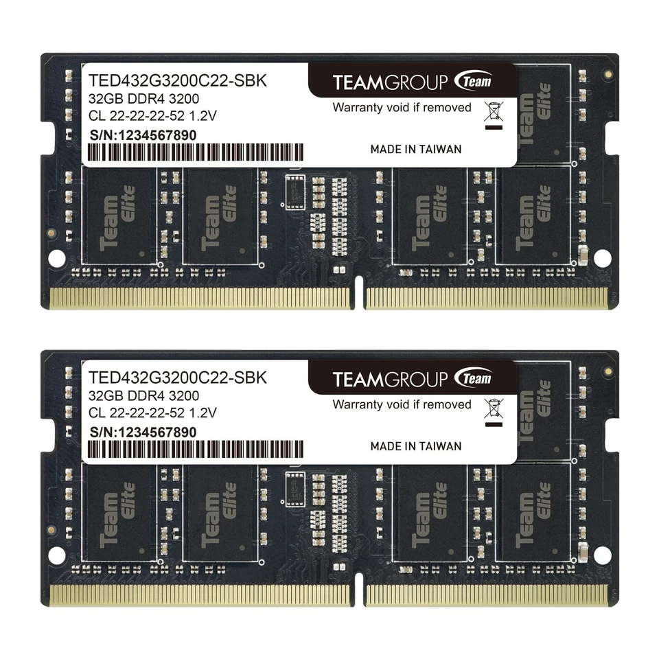 TEAMGROUP Elite DDR4 64GB Kit (2 x 32GB) 3200MHz PC4-25600 CL22 (2933MHz or 2... - Image 1 of 4