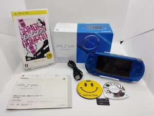 PSP-3000 SONY PSP Playstation Portable Console Marine Blue RARE COLOR W/Charger - Picture 1 of 14