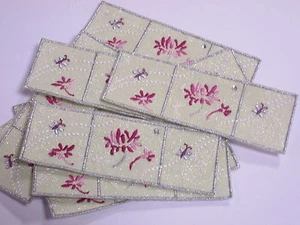 10 x Embroidered Green Purple Silver Flower Gift Making Motifs Patches #10A85 - Picture 1 of 1