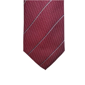 Banana Republic Herren Repp Krawatte Burgunderrot & Weiß Streifen 100% Seide Fleckenabweisend - Bild 1 von 9