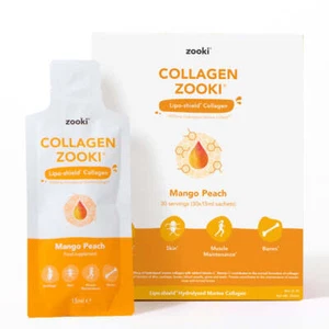 Zooki Hydrolysed Marine Collagen Liquid Sachets Mango Peach 30 x 15ml 5000mg