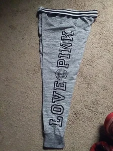 Victoria's Secret Pink Bling Vintage Fold Over Gym Pant 2016 L HTF New - Picture 1 of 16