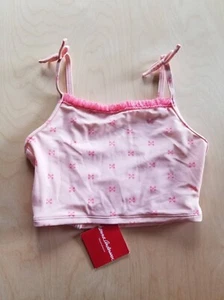 NWT HANNA ANDERSSON PINK FIZZIE TULLE TRIMMED BOW STRAP TANKINI TOP 140 10 $22 - Picture 1 of 5