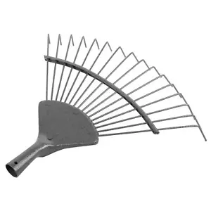 Garden Rake Head, 16 Tine/Tooth Forged Carbon Steel Lawn & Leaf Rake, Secure Fit - Picture 1 of 7