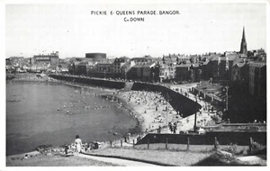 Pickie and Queens Parade, Bangor, Co. Down Postcard. Promenade, People City View - Afbeelding 1 van 2