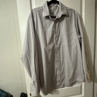 Camisa de vestir Pierre Cardin gris manga larga abotonada para hombre talla 16-16 1/2 34-35 Foto 1 de 4