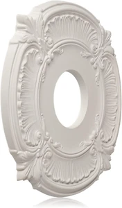 2 Pack White Home Lighting Ceiling Medallions Molded Plastic, 13" OD X 3-1/2"ID - Picture 1 of 12