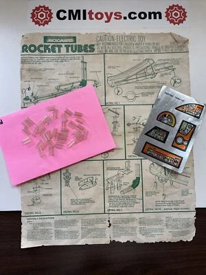 Hoja de pegatinas Mego Micronauts Rocket Tubes 1979, abrazaderas en C e instrucciones, +?desc Foto 1 de 4