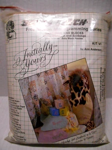 Kit ricamo Speed Stitch di Ann Anderson GINGHAM BABY BAVAGLINI monogramma vintage - Foto 1 di 6