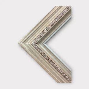16 x 20 In stock ready to ship, Classic wood picture frame, MARBLE SILVER finish - Picture 1 of 9