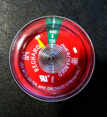 NEW AMEREX 100 PSI GAUGE REPLACEMENT WATER PRESSURE FIRE EXTINGUISHER - Image 1 of 2