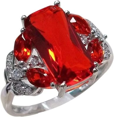Anillo de plata piedra roja para hombre o mujer con pedrería pequeña / talla 8, 9, 10, 11 Foto 1 de 4